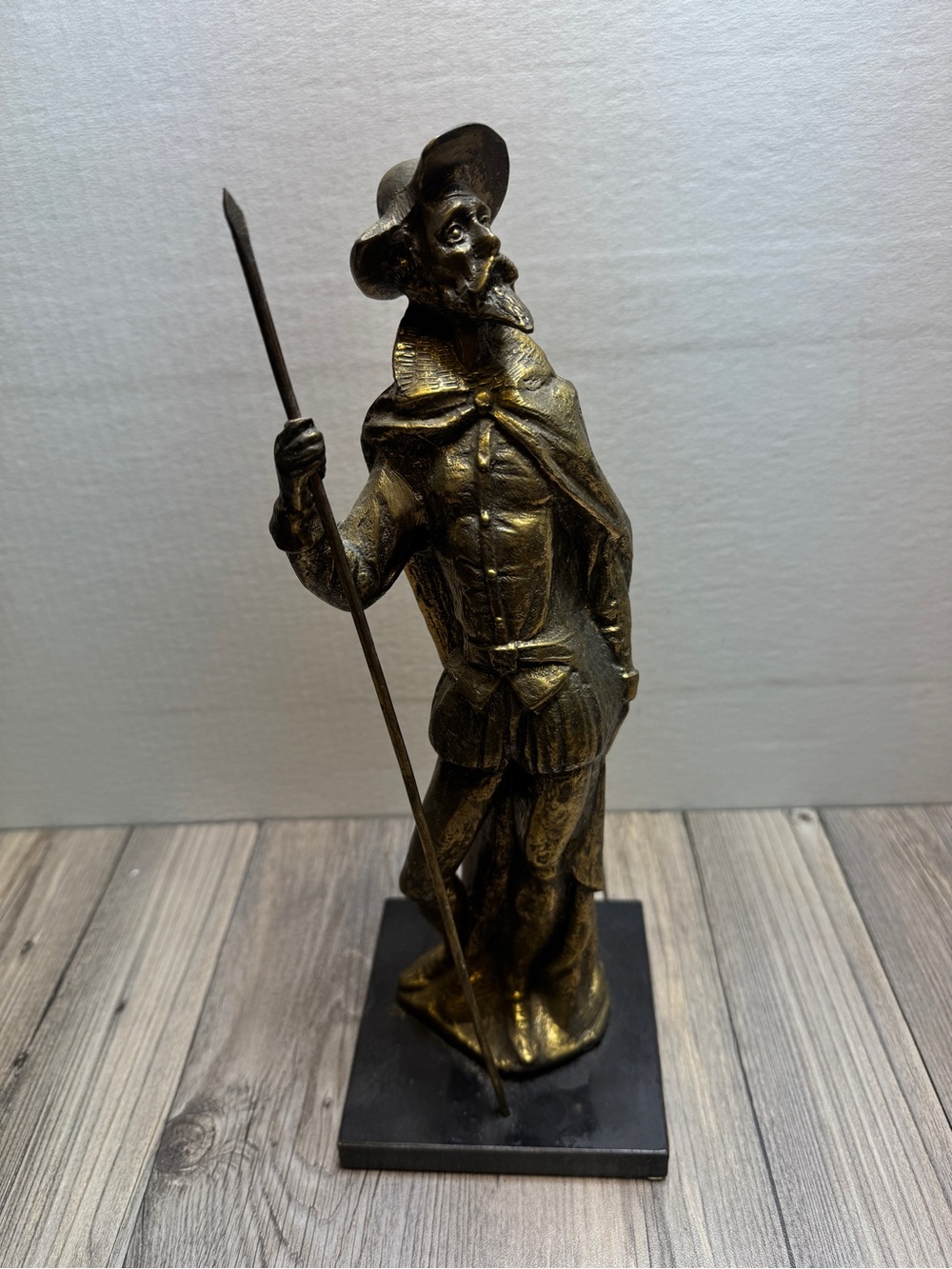 Vintage Don Quixote Standing with Spear Cold Cast Bronze 12 Inch Tall Figurine
